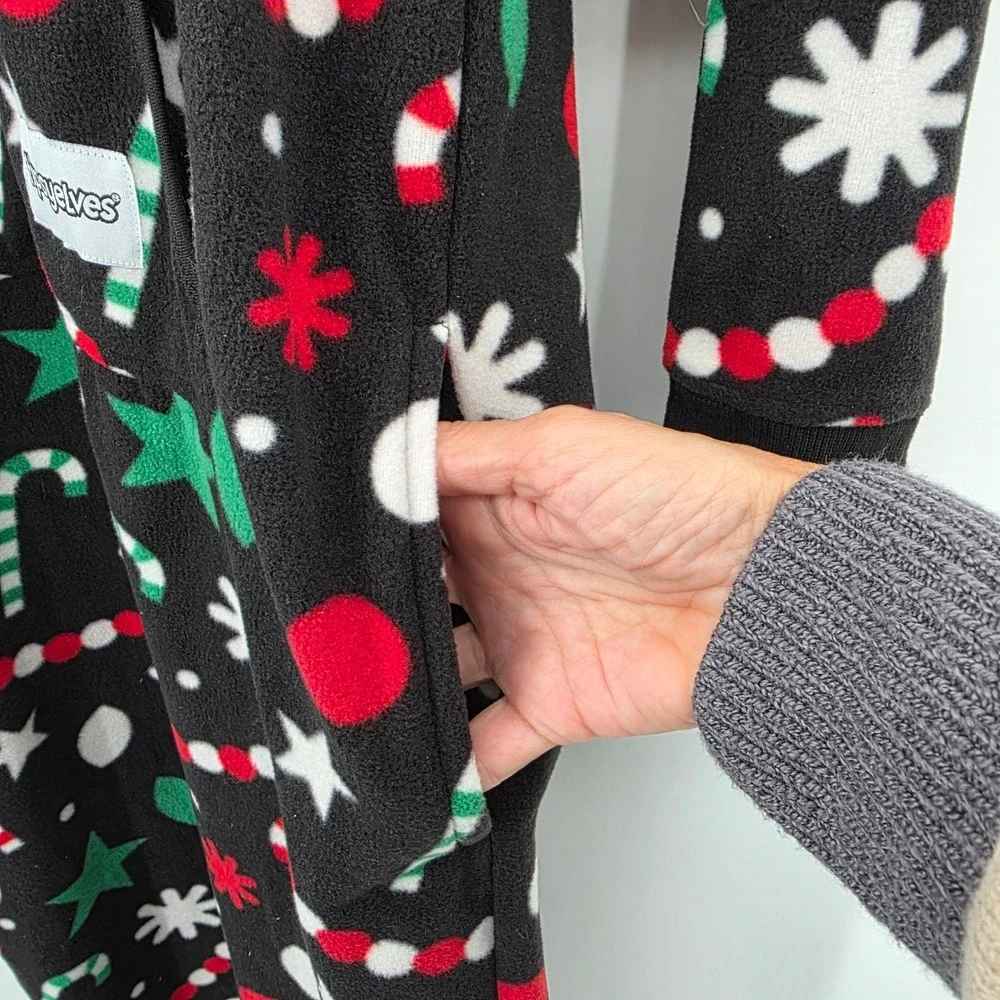 TIPSY ELVES Holiday Goodies One Piece Jumpsuit‎ Fleece Christmas Pajamas S NWT